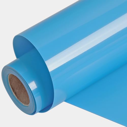 Image of FUNKAKA Heat Transfer Vinyl Rolls, 12 inch x 9ft Sky Blue Iron on Vinyl | Glossy HTV Vinyl for All Cutter Machines for Shirts - Easy to Cut & Weed for Heat Vinyl Design