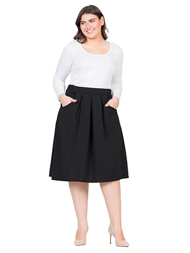 24seven Comfort Apparel Classic Plus Size Knee Length Black Skirt with Pockets3