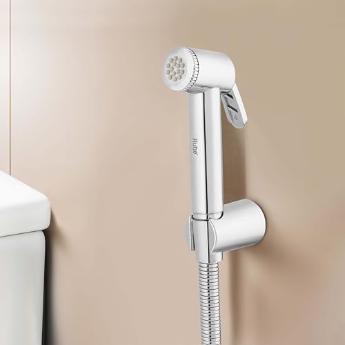 Image of Ruhe OHM Health Faucet Set for Bathroom /Handheld Jet Spray for Toilet | ABS Health Faucet Water Spray Gun with 304-Grade Stainless Steel Flexible Shower Tube 1 Meter and Wall Hook /Holder