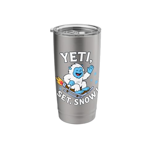 Yeti, Set, Snow Sled Funny Winter Bigfoot Kids Monster Humor Stainless Steel Insulated Tumbler