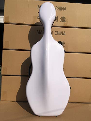 Siemonic Advance 4/4 Cello Case Carbon Fiber Cello Box Hard Case Carry Protect Cello Parts White Red (White) #TOP16