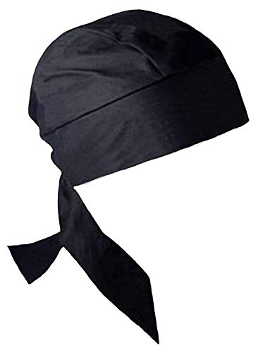 Black Doo Rag Premium Skull Cap Pirate Motorcycle Do Bandana Cotton