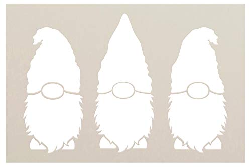 Three Gnomes Stencil by StudioR12 | DIY Seasonal Farmhouse Home Decor | Reusable Gnome Template | Crafting & Painting | Select Size (16 x 24 inch)