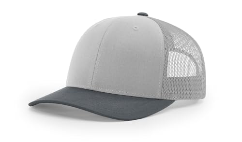 Joe's USA Richardson 112 Trucker Hat - Premium Adjustable Snapback Hat-OSFM-Light Grey/Gunmetal - CMB