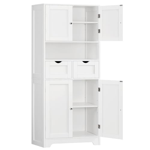 TEENFON 57.8' H Tall Bathroom Storage Cabinet with 4 Doors & 2 Adjustable Shelves, Freestanding...