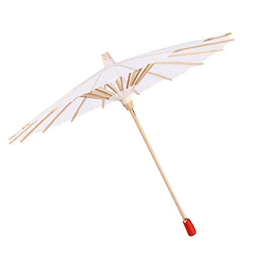 Tyenaza Papier Regenschirm, Papierschirm Handgemachter Sonnenschirm aus Ölpapier, Reines Weiß, Klassische Chinesischer Stil Sonnenschirm Hochzeit Braut Party Dekor Foto Cosplay Prop (20cm)