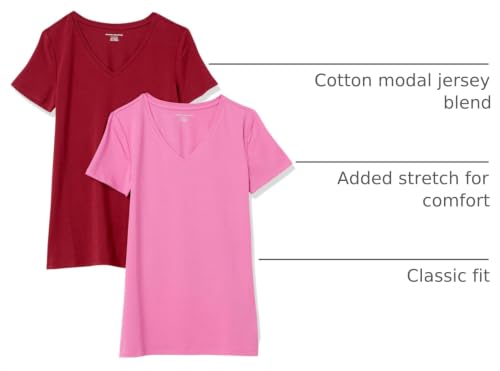 Image of Amazon Essentials Women's Regular-Fit Short-Sleeve V-Neck T-Shirt, Multipacks