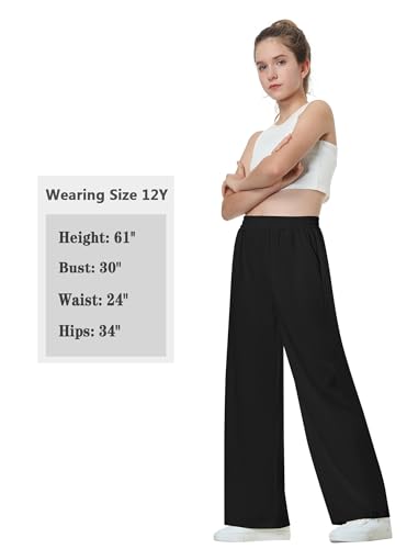 Image of EXARUS 3 Pack Girls Wide Leg Pants Flowy Linen Teen Casual Loose Baggy