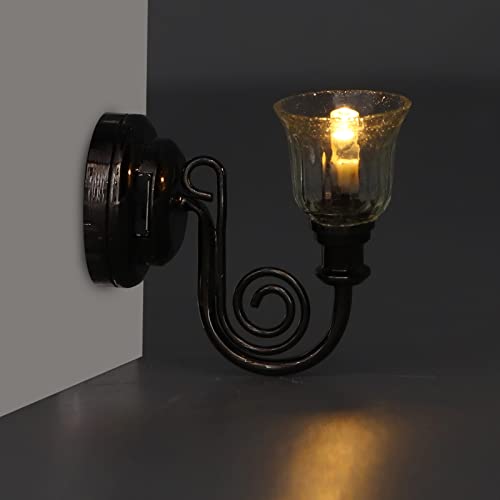 Applique murale miniature maison de poupée LED vintage métal 1/12