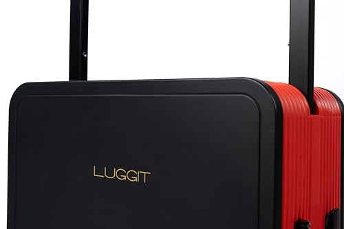 Image of Dual Tone Trolley Bag Medium -Premium Plus | Polycarbonate Hardshell Luggage with TSA Lock | 360 Spinner Wheels & Wide Telescopic Handle |Tough Bag (Black and Red, 24)