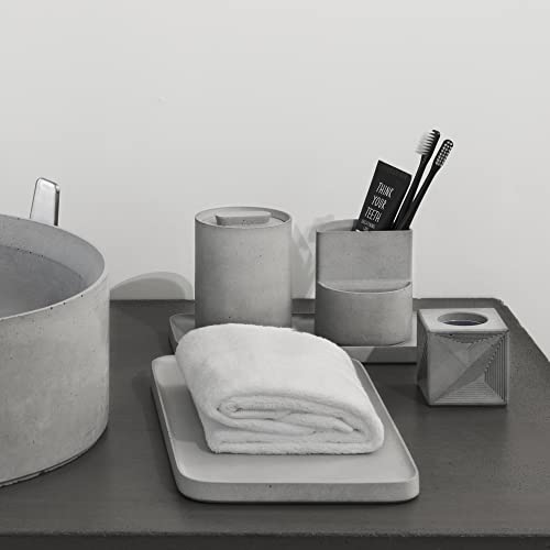 Bentu Hui Grey Concrete Toothbrush Holder, Large Capacity Tooth Brushing Holder For Toothpaste, Floss, Razors, Aesthetic Bathroom Storage Organizer Caddy Cement Cup #TOP3