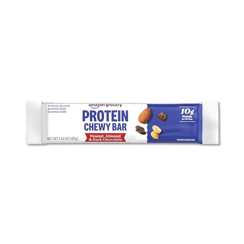 Image of Amazon Grocery, Protein Chewy Bars, Peanut, Almond & Dark Chocolate Flavor, 7.1 oz, 5 ct (Previously Happy Belly, Packaging May Vary)