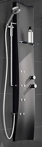 Novellini Dress Colonna Doccia Attrezzata Idromassaggio Idro Verticale Dorsale Miscelatore Termostatico Colore Nero Multifunzione Getti Jet Installabile Parete Ripiano Doccetta 28x17x154 cm