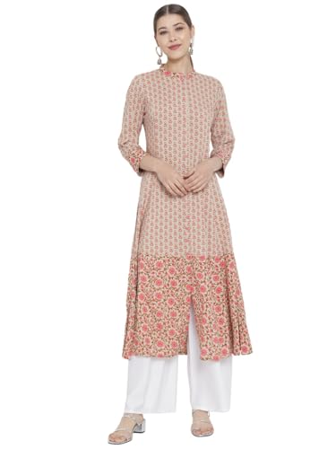Image of Yash Gallery Women's Viscose Rayon Relaxed Fit Anarkali Floral Kurta