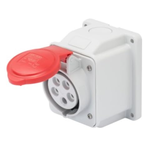 Prise Gewiss GW62420 fixe inclinée 10 degrés triphasée IP44 32A 400V rouge
