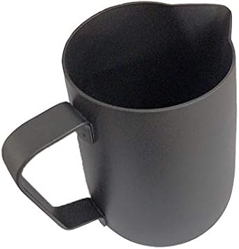 Espresso Milk Frothing Pitcher,12 oz 20 oz,Stainless Steel Milk Jug Frother Cup,With Coffee Decoration Stencils Mold Tool (20 oz, Black)