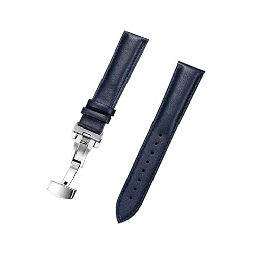 PohUy Bracelet de montre en cuir véritable coloré avec fermoir papillon automatique à dégagement rapide 18/20/22/24mm pour montres mécaniques