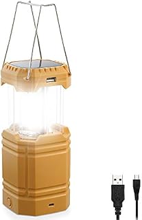 Mesqool LED Camping Lantern for Emergency, Ultra Bright Outdoor Solar Flashlight with 35 Hours Play Time, Hand Crank Collapsible LED Tent Light, Portable USB Charger