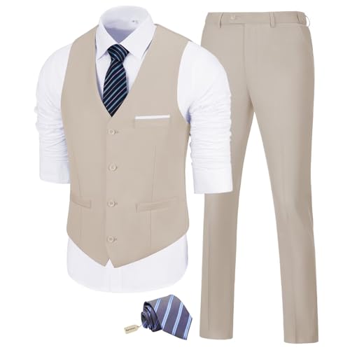 Men Suit 2 Piece Slim Fit Suits Vest Pant Prom