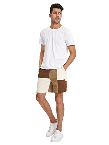 Wdirara WR19-SH2108031291899342-M-M Men'S Colorblock Drawstring Waist Corduroy Casual Shorts thumb #5