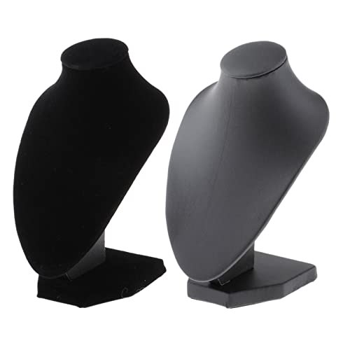 B Baosity 2x PU Leather/Velvet Jewelry Display Stand Store Chain Necklace Display Holder Organizer 15x10cm Mini Size