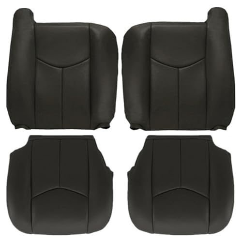GXARTS Driver and Passenger Side Bottom and Top Lean Back Replacement Leather Seat Covers (NO Armrest) Dark Gray #692 Compatible with Chevy Avalanche Silverado GMC Sierra 2003 2004 2005 2006