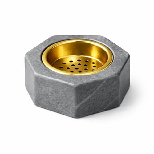 Mini Bakhoor Burner Resin Incense Holder with Metal Cup Charcoal Oud Burner Compact Hexagon Design Small Home Fragrance Burner 8cm Red Black Grey White Set JR2612 (Grey)