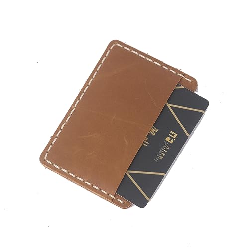 New style Handcrafted Front Pocket Card Holder, Leather Minimalist Cardcase, Credit Card Holder, 3 Card Slots (light brown)4