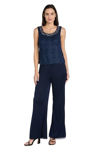 R&M Richards Women's 3PC Glitter Embroidered Pant Suit2