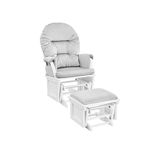Suite Bebe Madison Glider Rocker and Ottoman, White and Light Grey