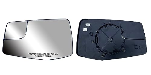 Replacement Driver Left Side Door Mirror Glass Flat Heated with Convex Blind Spot Glass For Chevrolet Silverado and GMC Sierra 1500 from 2019 to 2023