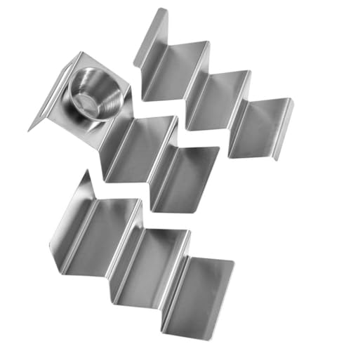 NAMOARLY 3pcs Stainless Steel Pancake Rack Crepes Serving Tray Taco Holder Plate Taco Stand Rack Tray Taco Truck Tray Street Taco Holders Taco Tray Display Shelves Taco Rack Silver