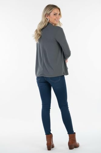 Image of ToBeInStyle Womens Open Front Long Sleeve Lightweight Asymmetrical Draped Cardigan with Side Pockets