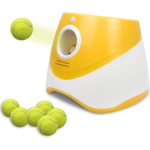 Tokenkuko Automatic Dog Ball Launcher,Interactive Dog Tennis Ball Throwing Machine,Interactive Dog Ball Indoor&Outdoor Thrower Distance 10-30ft for Small and Medium Dogs with 6 x 2 inch Balls(Orange)