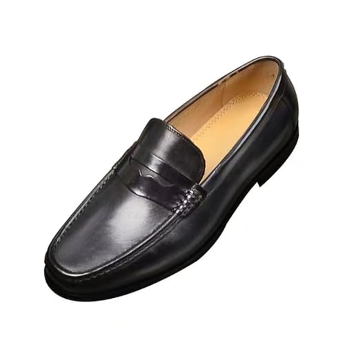 Men's Genuine Leather Slip-On Driving Moccasins Soft Sole Breathable Square Toe Casual Loafers Comfortable Shoes