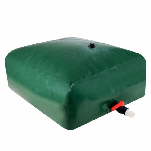 WERKA PRO - Cuve Citerne Souple 500 litres en PVC 0,7mm, Résistante Aux Intempéries, avec Vanne 1/4 de Tour 1,5'' et Entrée d'eau 1'' - Couleur Vert 1x1x0,5M