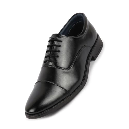 FAUSTO FST FOSMF-2053 BLACK-46 Men's Black Formal Office Work Lace-Up Derby Shoes (12 UK)