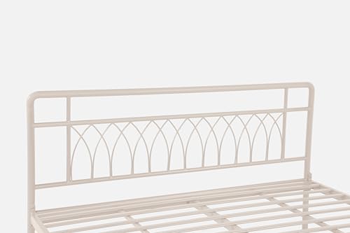Image of Jexx Metal King Size Bed Without Storage | Wrought Iron Double Bed with Headboard & Footboard | Sturdy Powder Coated Platform Bed King Size Cot for BedroomLivingRoom Ivory (75x72)