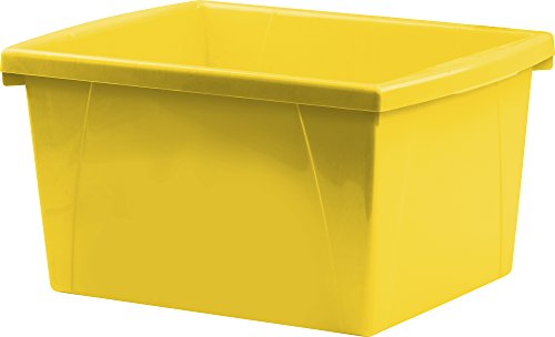Image of Storex 4 Gallon Storage Bin - Plastic Classroom Organizer for Books and Supplies, Yellow, 1-Pack (61453A06C)