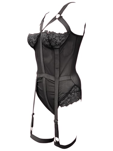Image of Xivir Sexy Lace Lingerie Garter Belt Set for Women with Push Up Bra One Piece Teddy Babydoll