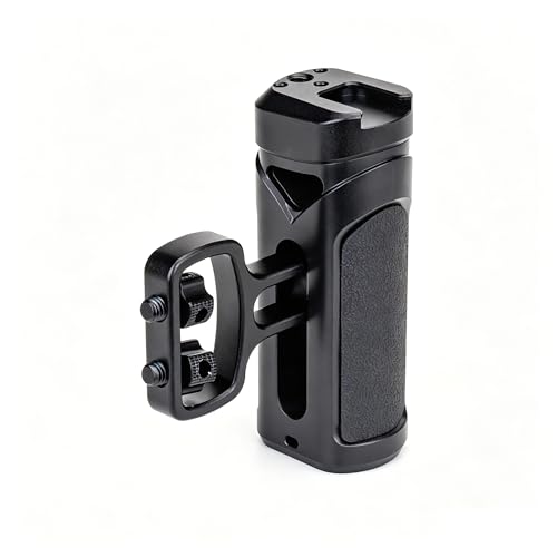 Image of Zeadio Camera Side Handle Grip with Dual 1/4"-20 Mounting Knobs, Cold Shoe Mount, Universal Camera Handgrip for Mirrorless DSLR Cameras, Phone Stand for Recording, Vlogging,Travel etc (Pack of 1)