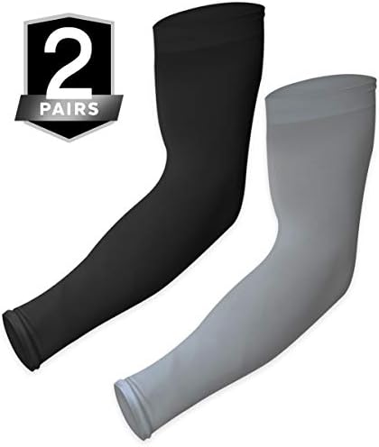 UV Sun Protection Arm Sleeves - Cooling Sports Compression Multipack Athletic Sleeves for Men & Women - UPF 50 Arm Cover/Shield for Basketball, Running, Cycling, Golf, Baseball & Football