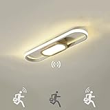 ** Lámpara de techo de madera con sensor: lámpara de techo LED de 30 W, 2400 lúmenes, 4500 K, lámparas LED de alta calidad, crea un ambiente de vida cálido y brillante. La luz del techo se apaga automáticamente, no se preocupe por olvidarse de apagar la luz, desperdiciando facturas de electricidad.