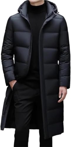 DHFIRUFSHLO Mens Fashion Casual Lightweight Warm Long Hooded Winter Parka with Down Filled Jacket for All Day(Medium)