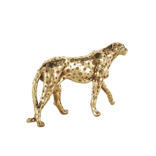 Estatua decorativa de leopardo de resina dorada 10 x 3 x 7 pulg miniatura 7