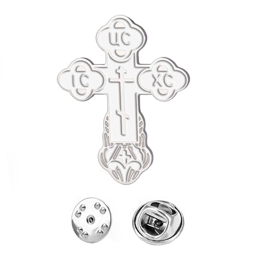 Image of TEAMER Cross Brooch Lapel Pin For Men Russian Orthodox Crucifix Eastern Church Cross Tie Pins Religious Christian Prayer Jewelry