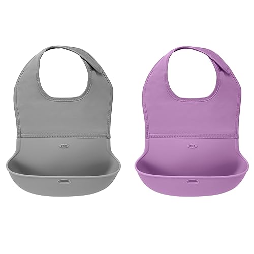 Image of OXO Roll-Up Bib (2 Pack) Limited Edition Lavender/Gray