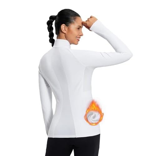 BALEAF Women’s 1/4 Zip Fleece Pullover Thermal Long Sleeve Shirts Ski Base Layer Top Thumbholes Winter Cold Weather