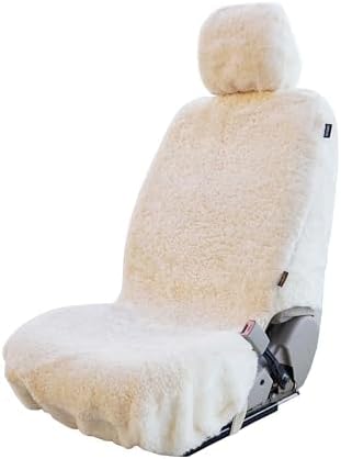 SHEEPSKIN ELITE Premium Sheepskin Car Seat Cover - All Season Comfort and Protection, Easy Installation 56" x 23", Beige Color