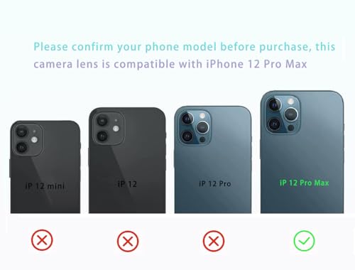 Image of 2 Packs Rear Camera Lens Glass Replacement for iPhone 12 Pro Max Camera Glass Lens with Repair Tools